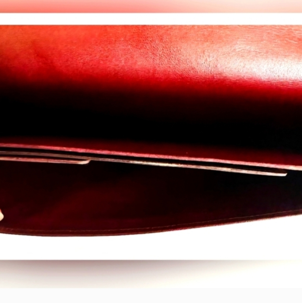 Cartier Deep Burgundy RedLeather Clutch with 24 K Gold Accents EUC - Picture 11 of 12